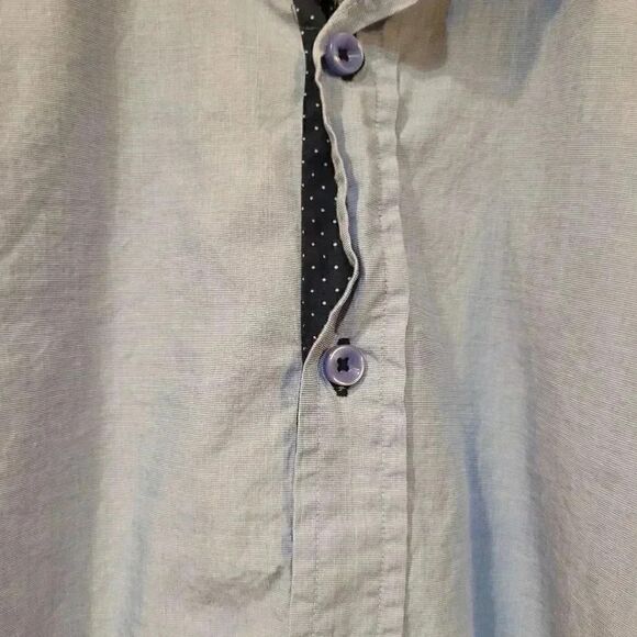 Ethan Williams Men's Blue w Polka-dot Cotton Dress Shirt EUC sz L Pit to pit 19 - Picture 5 of 8